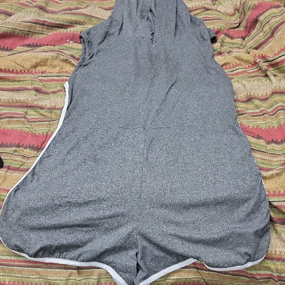 Gray Hooded Sleeveless Jumpsuit